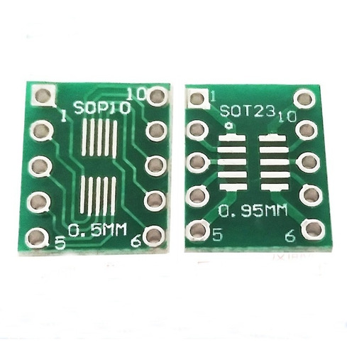 20 Pcb Adaptador Sot23 Sop10 Msop10  Smd A Dip10 Pin 2.54mm