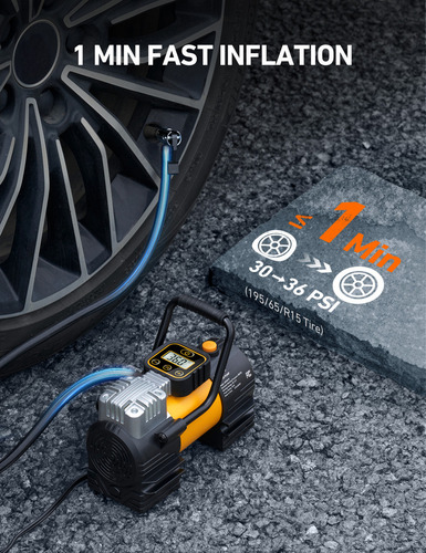 Astroai Inflador De Neumáticos Compresor De Aire Portátil 12v Color Amarillo Fase Eléctrica Monofásica Frecuencia 150 Psi Compresor De Llantas, Compresor De Aire,ibomba De Aire Para Carro Amarillo