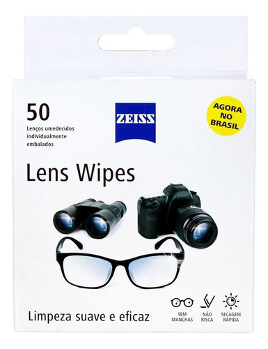 Zeiss Lens Wipes C/ 50 Lenços Limpeza Lentes Óculos Celular