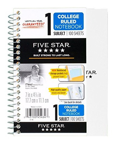 Paquete De 6 Cuadernos En Espiral Personal Mead Five Star De