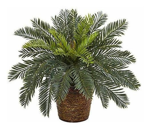 Cesta Artificial Cycas De 15 Pulgadas Plantas De Seda V...
