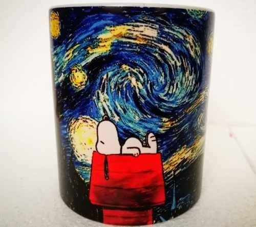 Imagen 2 de 3 de Taza Mágica Y Mouse Pad Snooy Noche Estrellada