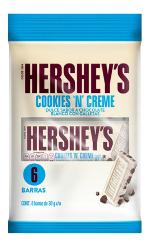 Barras De Chocolate Hershey's Cookies 'n' Creme 27g 6 Piezas