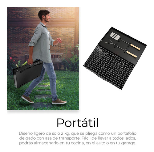 Parrilla Asador Plegable Con Accesorios Camping Portátil