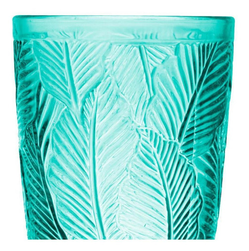 Jogo De Copos De Vidro Folha Verde 380ml - Copo078