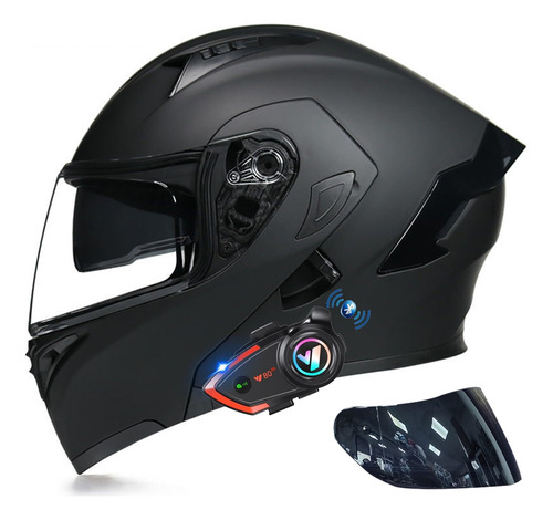Bluetooth Motorcycle Dual Visor Helmet, Dot Approved Flip