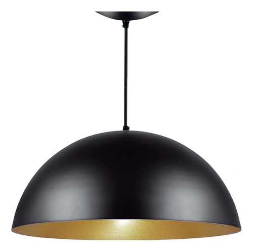 Pendente Meia Lua 60cm Alumínio (meia Bola) Cor Preto Textura x Dourado