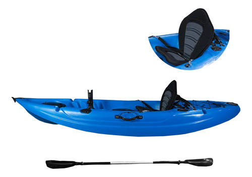 Kayak Para Pesca 2.6m + Remo 1 Asiento Mar Lago Laguna Timo Color Azul