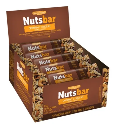 Barras De Castanhas Nutsbar Caixa 12x25g Escolha O Sabor