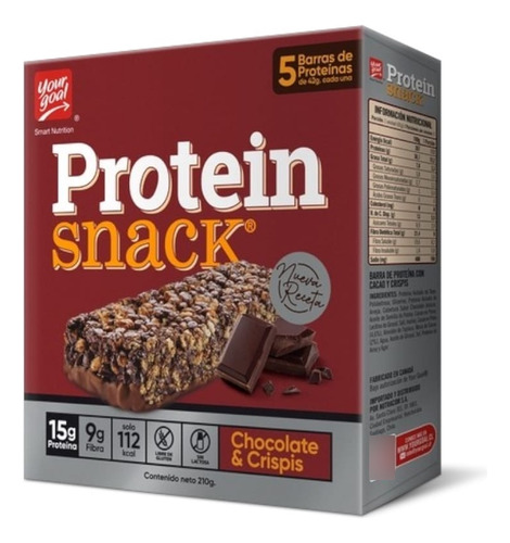 Box 5 Barras Protein Snack 15g Chocolate Crispi Your Goal