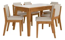 Comprar Mesa 1,36 Com 6 Cadeiras Libéria Cinamom\u002Foff Whit\u002Fbege - M.a Cor Cinamomo\u002Foff White\u002Fbege 03