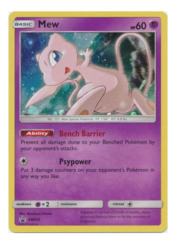 Carta Pokemon Mew Sm215 Holo Rara Promocional