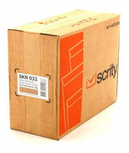 Envelope Nº 32 Kraft Natural Folha A4 22x32 com 80grs/m² - 250 Unidades Scrity Premium