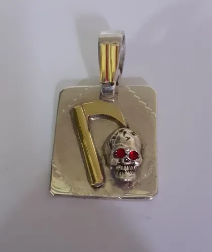 comprar Dije Tipo Medalla De San La Muerte Plata 925 Y Oro 18k 