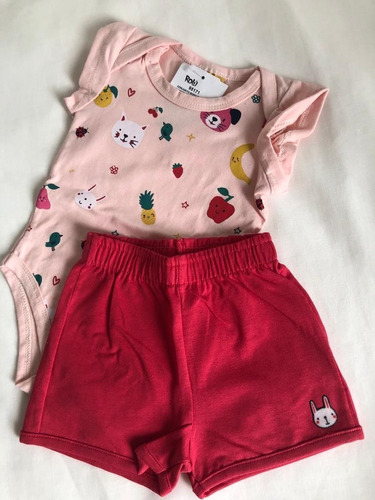 Conjunto Verão Menina Body+short - (2 Peçs)