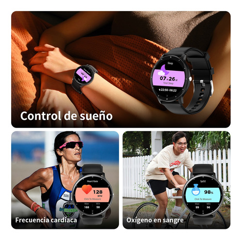 Reloj Inteligente Morein R2 Fitness Salud Voz Asistente Ip68 Blanco Correa De Silicona Negro Negro