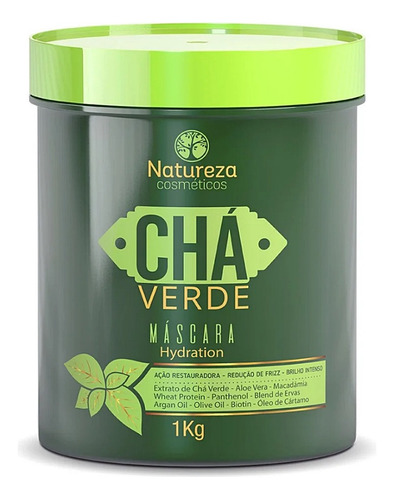 Máscara Chá Verde Hidratação Natureza Cosméticos 1kg