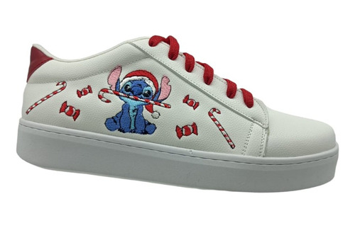 Tenis Mod. Stitch Navideño Para Niño(a) Bordado Juvenil