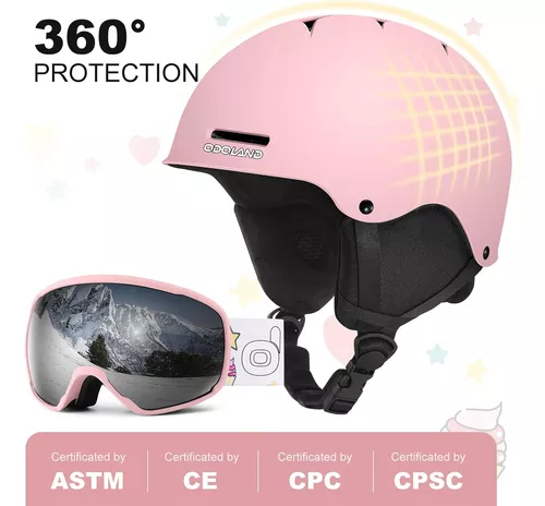 Odoland Casco de esquí para niños, casco de nieve con gafas de esquí, a  prueba de golpes, resistente al viento, cascos de seguridad para deportes  de