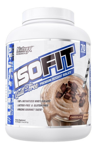 Proteina Aislada Isofit Nutrex 5 Lb 70 Servicios Sabor Chocolate Shake