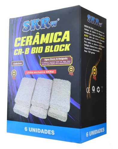 Cerâmica Cr-b Bio Block Para Aquários 6un 13x8x3cm Skrw