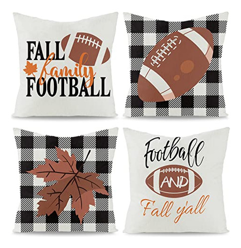 4 Fundas De Almohada Tema De Fútbol Americano Otoño, ...