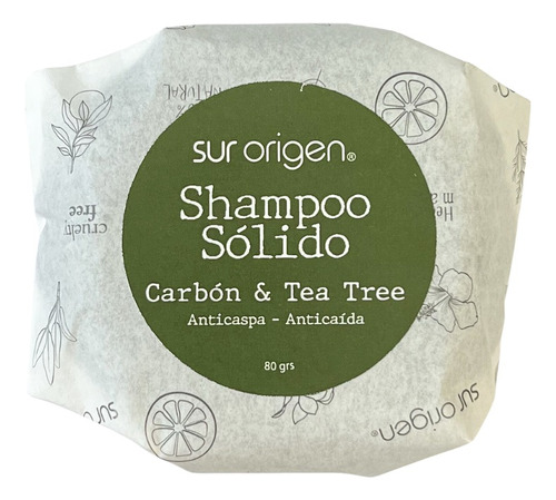 Shampoo Sólido (barra) Carbón & Tea Tree - Sur Origen