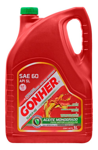 Aceite Motor Monogrado Sae 60 Gonher 5 Lts