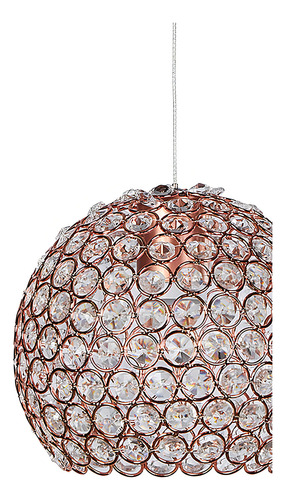 Candil Colgante de Cristal Cortado K9 Gamalux Globo Oro Rosa de 1 Luz E26 con Altura Ajustable