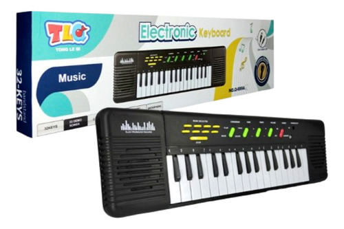 Piano Interactivo 32 Teclas Y Mini Microfono, Melodias Color Negro