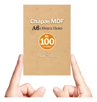 Comprar Kit 100 Chapas De Mdf Cru 3mm 10x15 Cm  A6 Artesanato Quadro
