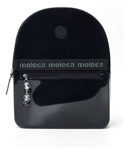 Mochila Negra Brillante Mujer Moleca