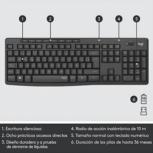 Kit De Teclado Y Mouse Inalámbrico Logitech Mk295 En Español