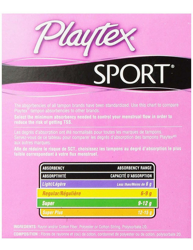 Los Tampones Playtex Deportivos Con Flex-fit Tecnología, Reg