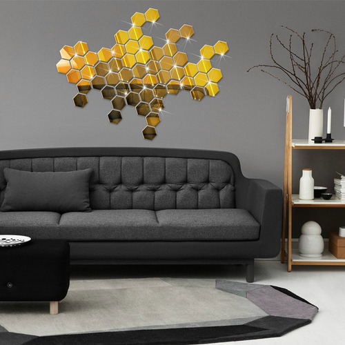 7 Piezas 3d Espejo Hexagonal Vinilo Adhesivo De Pared Desmon