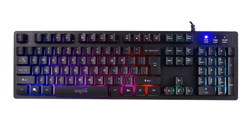 Teclado gamer Nisuta Gaming QWERTY español España color negro con luz RGB