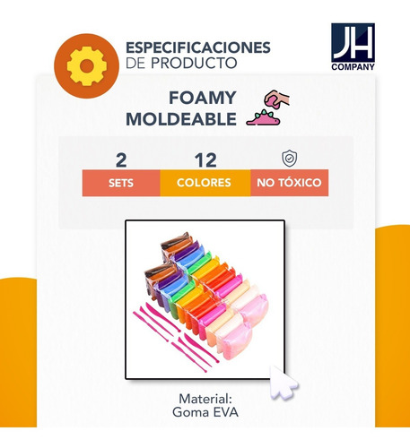 Imagen 7 de 9 de Set 2 Pack Foamy Moldeable 24 Pcs Colores + Moldeadores