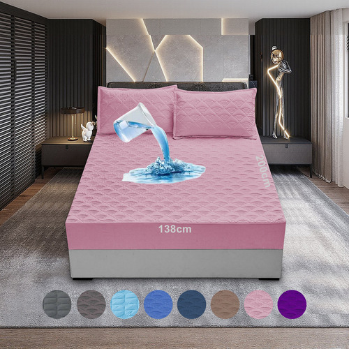 Protector De Colchón Impermeable, Fundas Para Colchones Rosa_wifi Matrimonial 138*200+35cm
