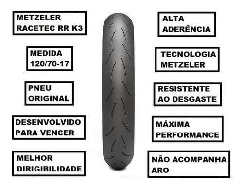 Pneu Metzeler Dianteiro 120/70-17 Racetec Rr K3 Bmw K 1600