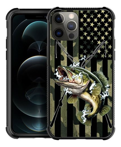 Funda Para iPhone 13 Mini Camo American Flag Bass Fish Piel