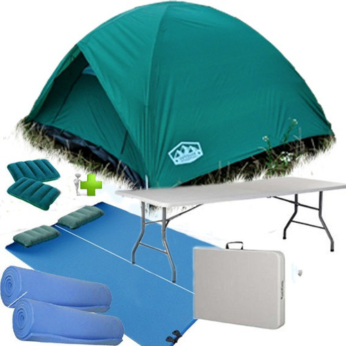 Carpa Iglu 4 Per Sobretecho Colchon 2p Almohadas + Mesa 1.80