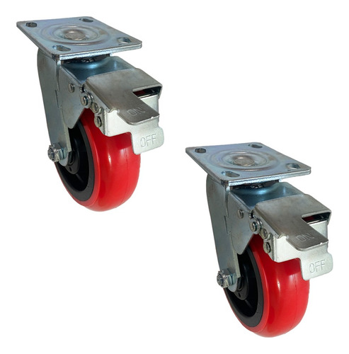 2 Ruedas Con Freno Giratorias Reforzada 150x50mm 280kg C/u