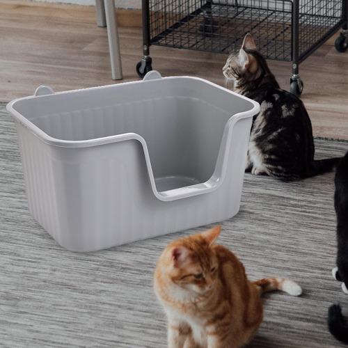 Bandeja De Arena Para Mascotas Abierta, Caja De Gris L
