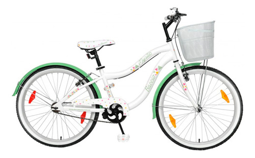 Bicicleta Niña Baccio Mystic Rodado 24 Blanco Verde Canasto