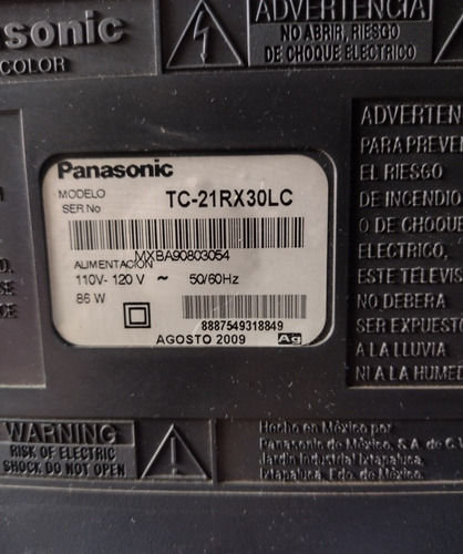 Tv Panasonic Convencional Cajón Super Sling De 21 Pulgadas (Usado)