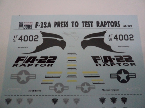 F-22 1/48 Decal Set Da Twobobs 48-122 Fora De Catalogo (Usado)
