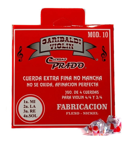 Garibaldi Mod10 Encordadura Juego De Cuerdas Para Violín 