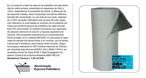 Membrana Aislante Termico Aluminizada Techo Espuma 10 Mm