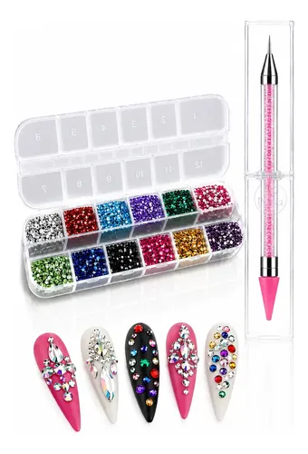 Kit de Unha Nail Pedrinhas Coloridas + Caneta Pega Strass - foto 1