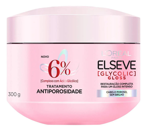Máscara De Tratamento Elseve Glycolic Gloss Antiporosidade 300g